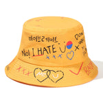 Chapeau Bob Graphique Streetwear Jaune